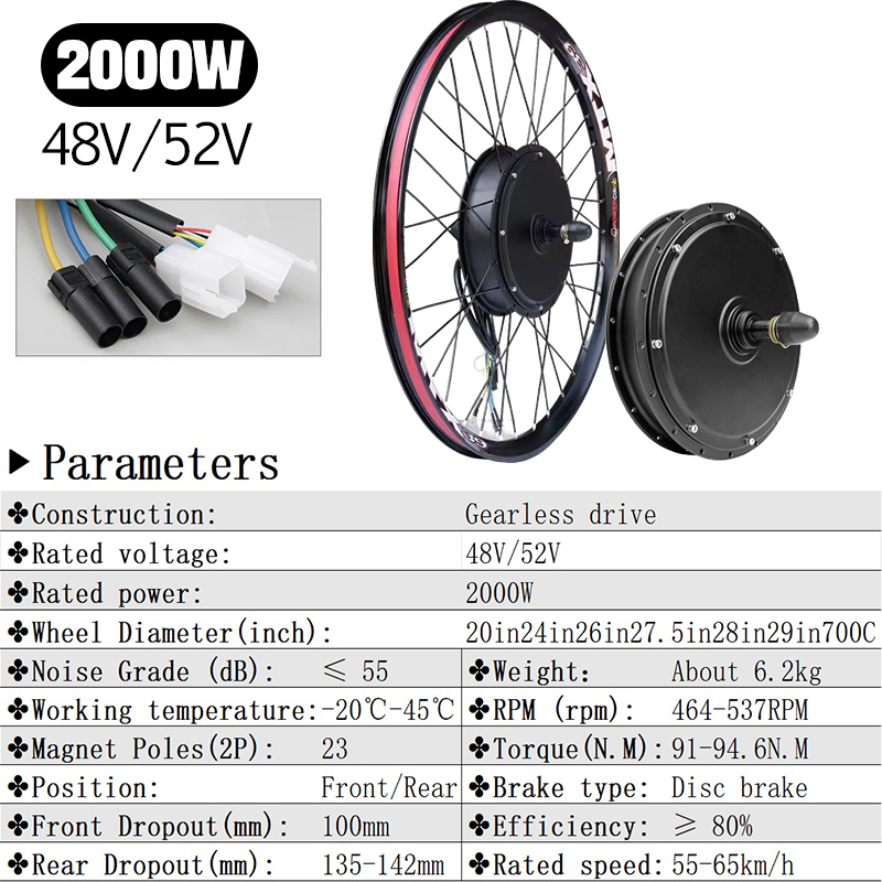 ชุดแปลงจักรยานไฟฟ้า 5000W 72V  - Gearless Hub Motor Conversion Kit 2000W With Display บทวิจารณ์และราคา